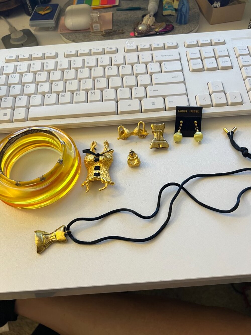 Gold-Tone & Yellow Jewelry Bundle – Bangles, Pendants & Earrings